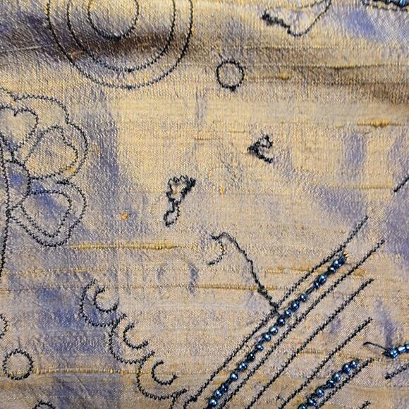 Vintage Bleu Bayou Silk Shirt Embroidered Small Brown Beaded Blouse 90s - Picture 9 of 14